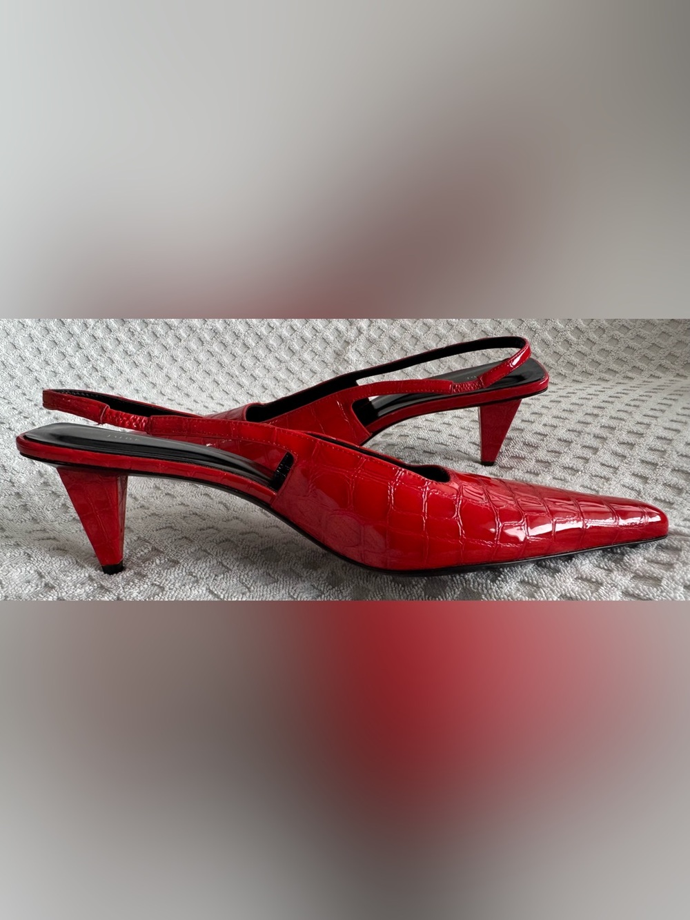 Jude 65mm Iris Slingback Pumps in Red Patent Leather Croc Embossed Size 41 US 11 - Picture 10 of 15